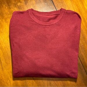 NWOT Mens crewneck cranberry sweater banded collar hem cuffs cotton cashmere